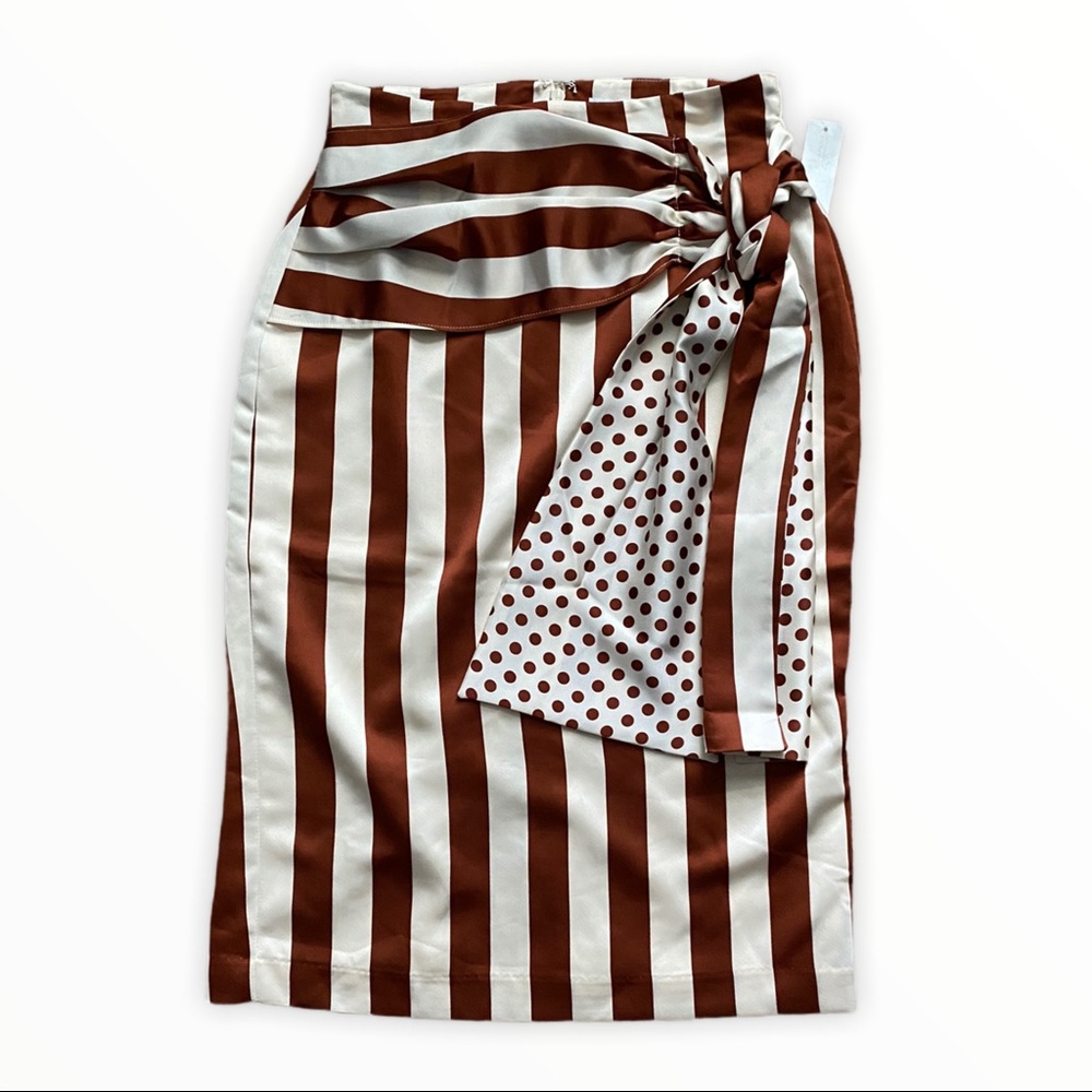 NEW YORK & CO striped polka dot print vintage style skirt size 4